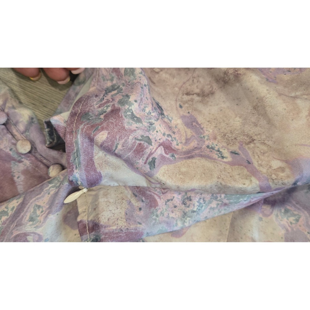 Zara Purple Marble Print Twist Front V-Neck Long Sleeve Blouse Small 08351245330 - Picture 5 of 7